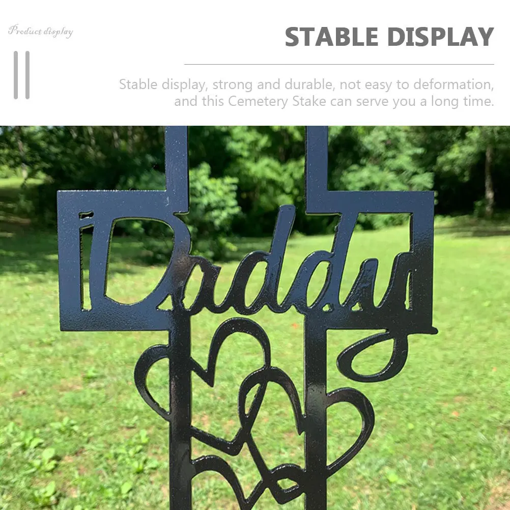 Heavy Duty Iron Cemetery Cross Stake – Decorative Garden Grave Memorial Ornament for Outdoor Yard Decoration