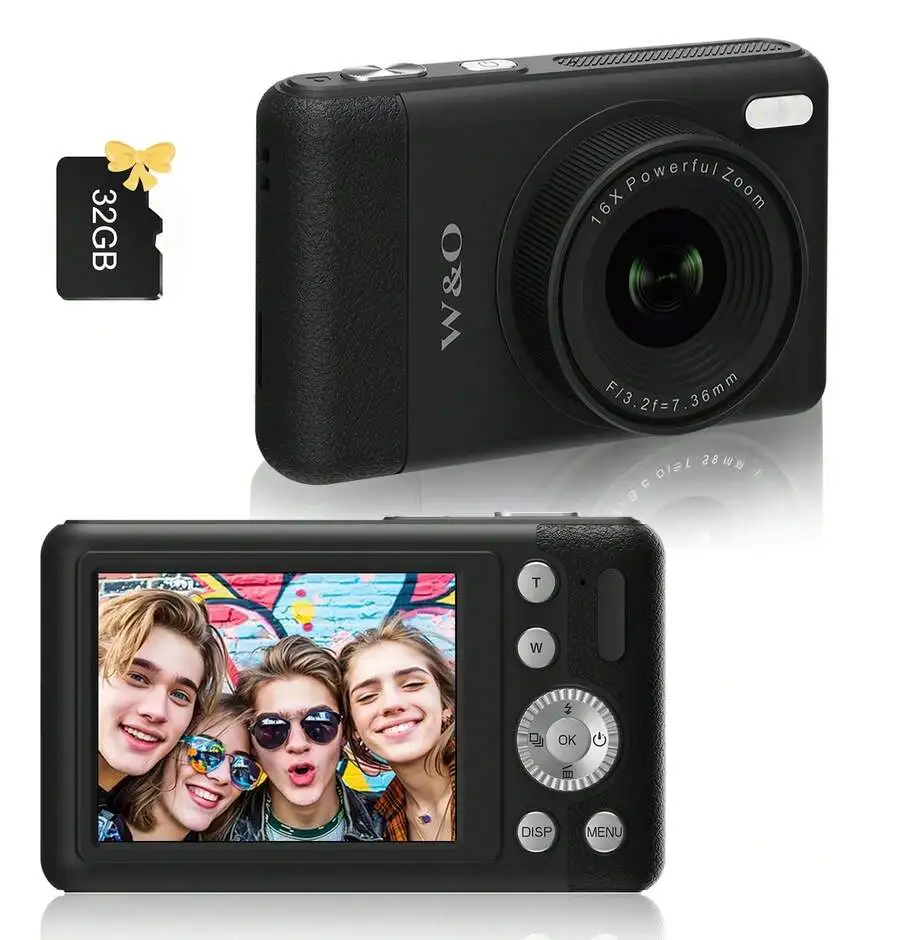 2025 New 1080P FHD Digital Camera With 32GB Card, 48MP Auto Focus , Puzzle Game,. Budget-Friendly Holiday Gift (Thanksgiving, Ch
