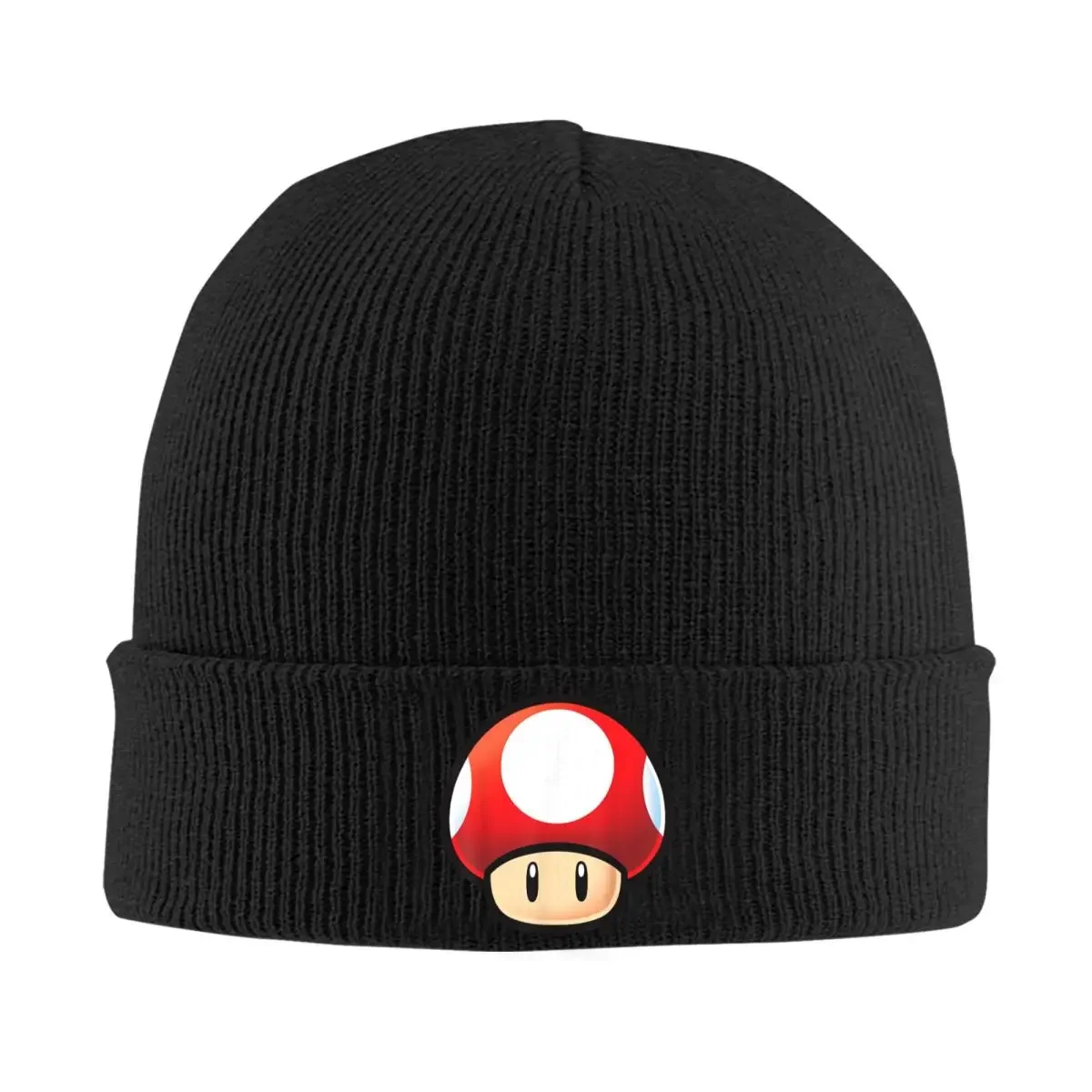 Super Mario Red Mushroom Big Face Knitted Hats Autumn Winter Beanies Warm Game Caps Unisex Acrylic Hip Hop Skullcap