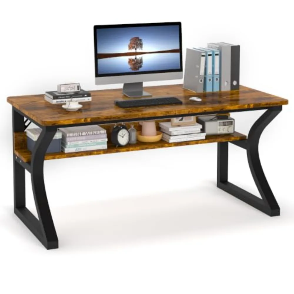 47.2 x 23.6 In Computer Desk Study Table PC Desk w/Storage for Home Office | Office Desk w/Storage for Bedroom, Work