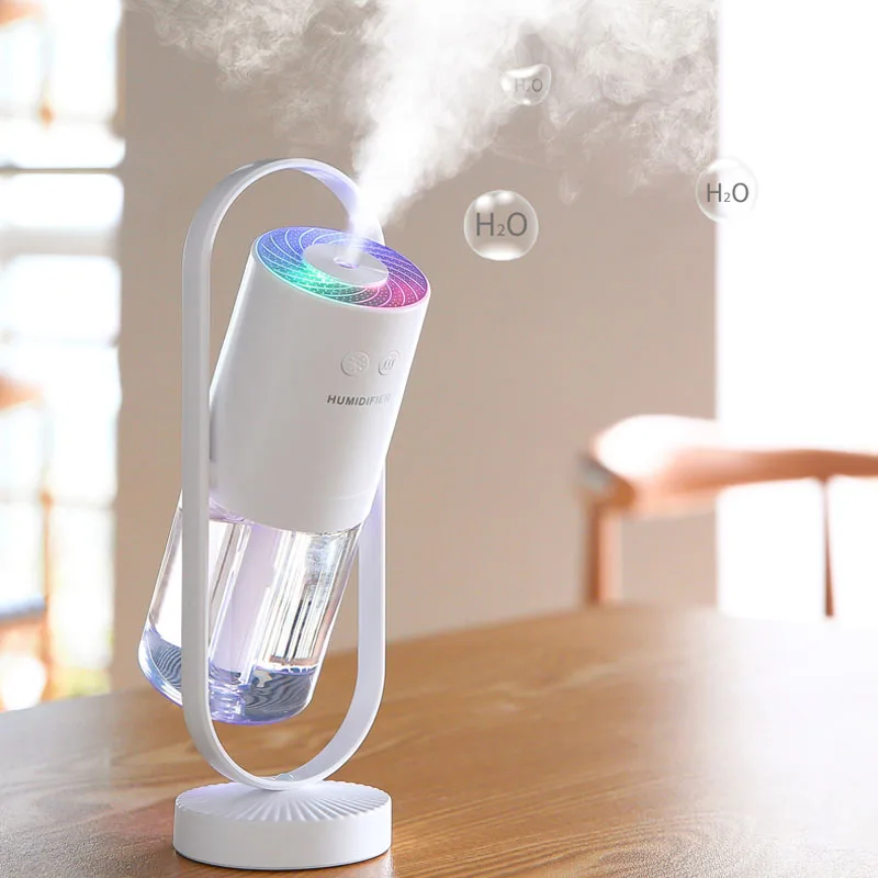 Ultrasonic Air HumidifierมุมปรับUSBนาฬิกาทรายสำหรับOffice Home Essentialน้ำมันAroma Diffuser LED Light Night
