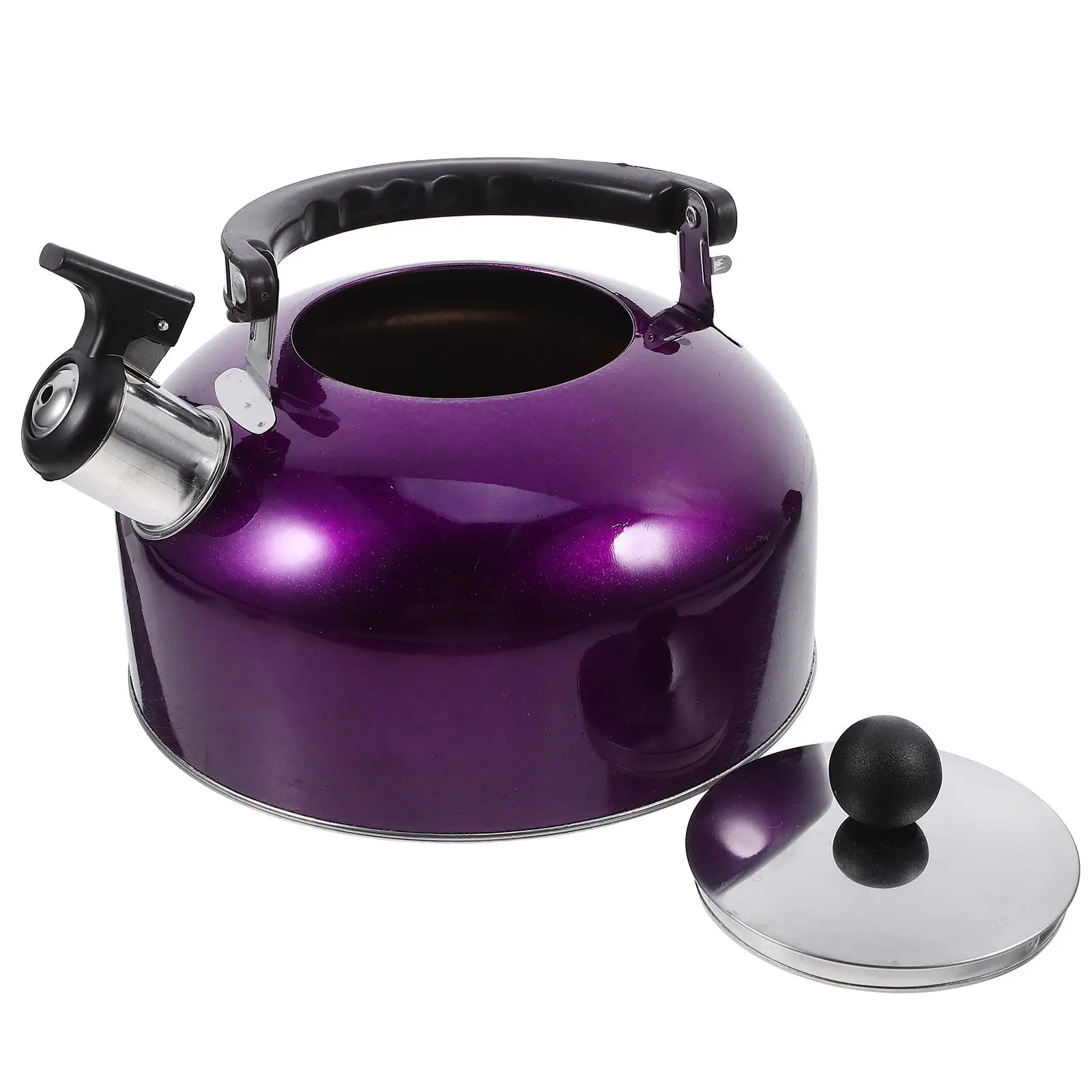

Stainless Steel Whistling Kettle Large Diameter Spout Safe Water Heating Spherical Pot Handle for Home Kitchen Tea Hot