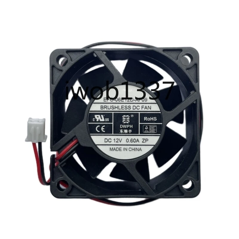 Original EFC-06E12D-AF09 DC 12V 0.60A Two Wires Server Square Cooling Fan