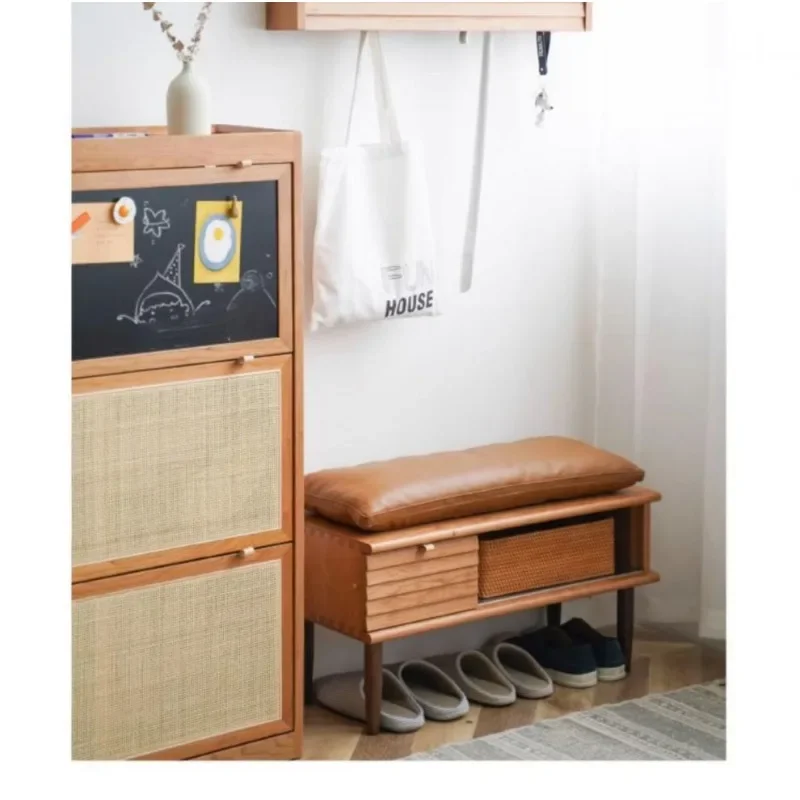 Small apartment corridor shoe stool solid wood home door can sit shoe cabinet