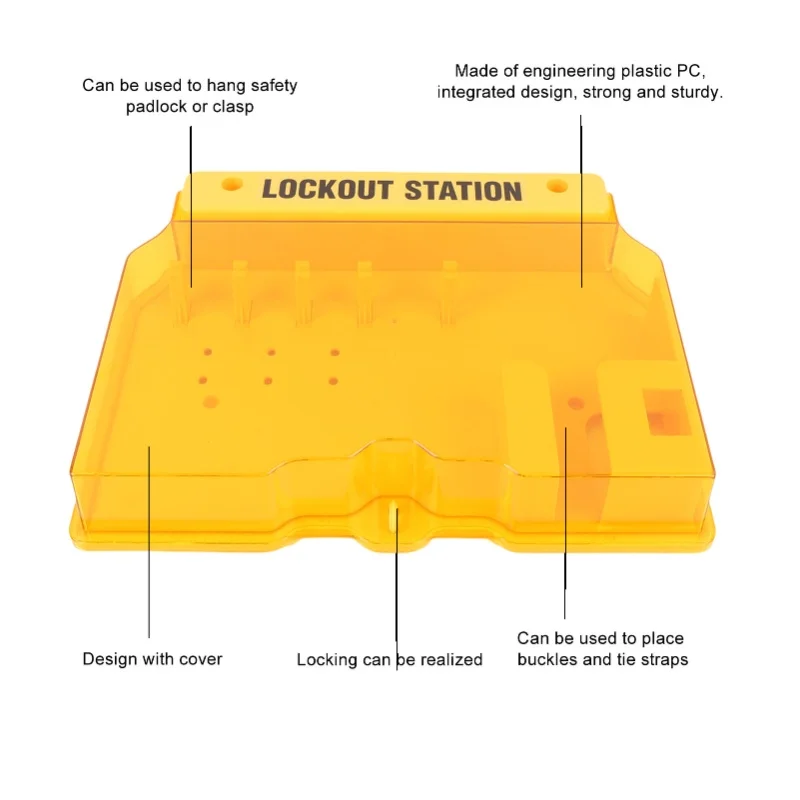 Lockout Tagout Station PC Wall Mount Lock Out Tag Out Kit Board With Wall Plugs Screws For Industry Yellow