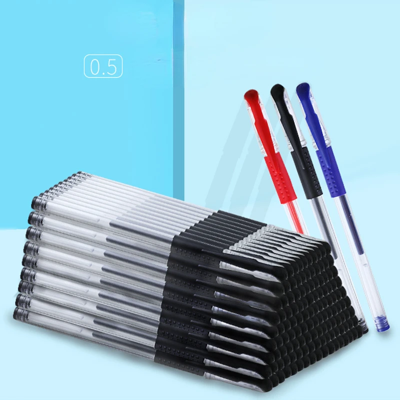 100 Pcs Office Pen 0.5mm Black Water-based Ballpoint Pen School Stationery Examination Pen