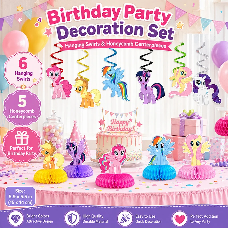 Niedliche Pferde-Anime-Themen-Spiral-Wabenkombination für Geburtstags-Pony-Partys mit Geschenken, die das Interesse der Familie wecken – Detail 1