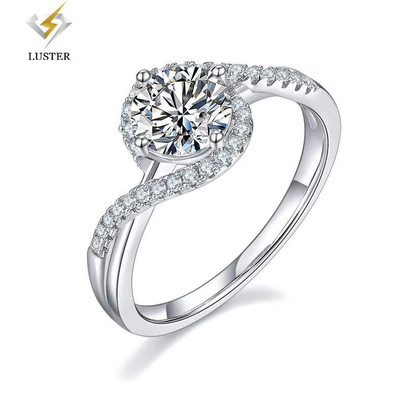 

LUSTER Angel's Eye S925 Silver Plated Platinum Moissanite Diamond Women's Ring 1 Carat D-Class Jewelry Gift for Women