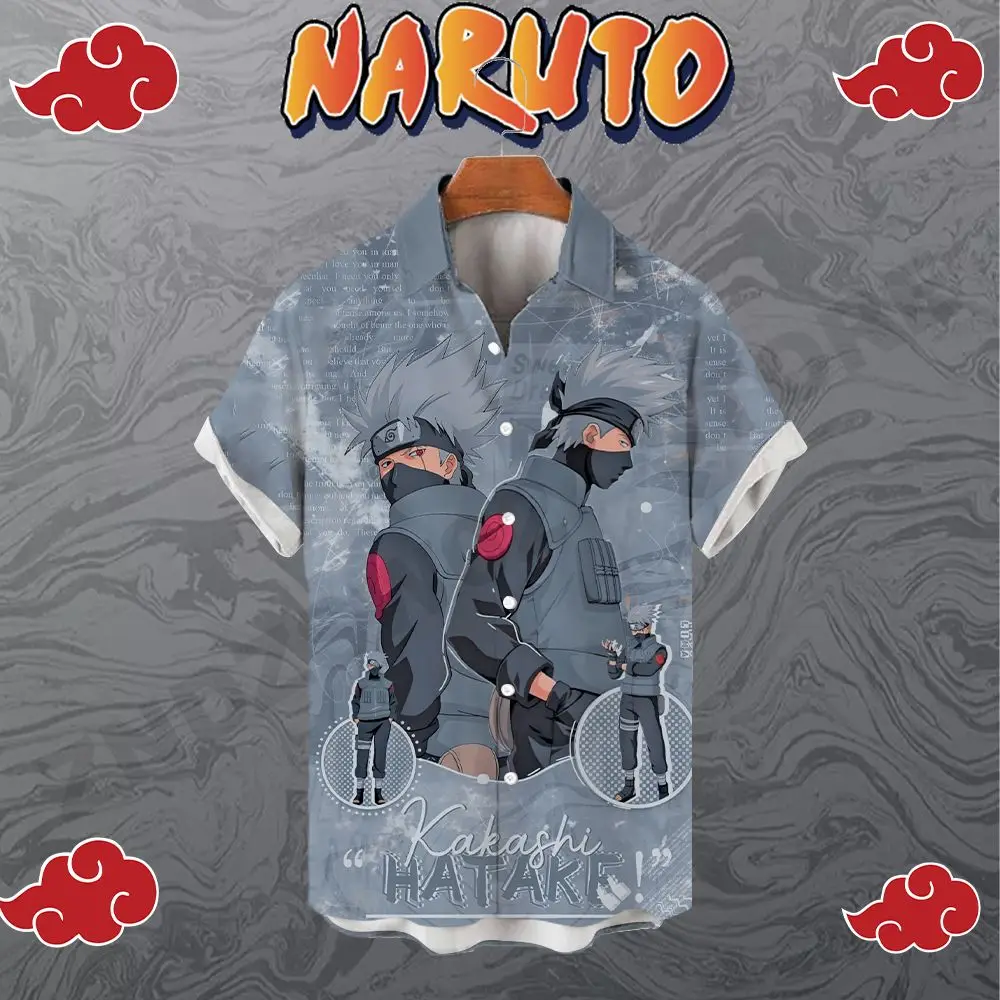 

2023 Men's Shirts Naruto Harajuku Clothing Shirt Seaside Trip Tops High Quality Streetwear Summer Short Sleeve Oversized Fashion