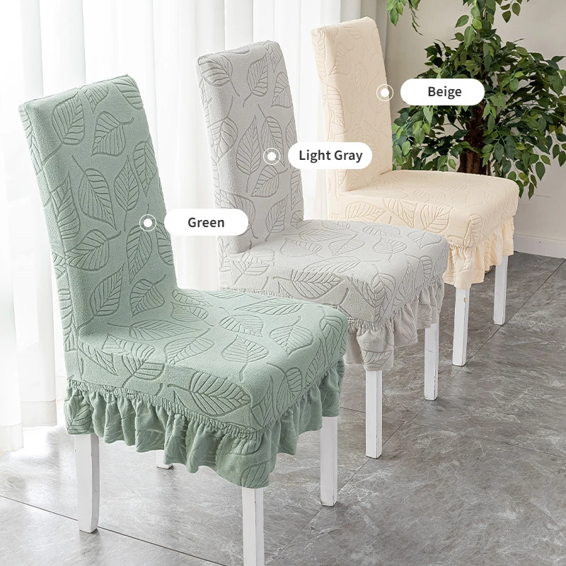 New Home Chair Cover Thickened Leaf Pattern Polyester Chair Cover Four Seasons Universal High Elasticity Dining Chair Cover