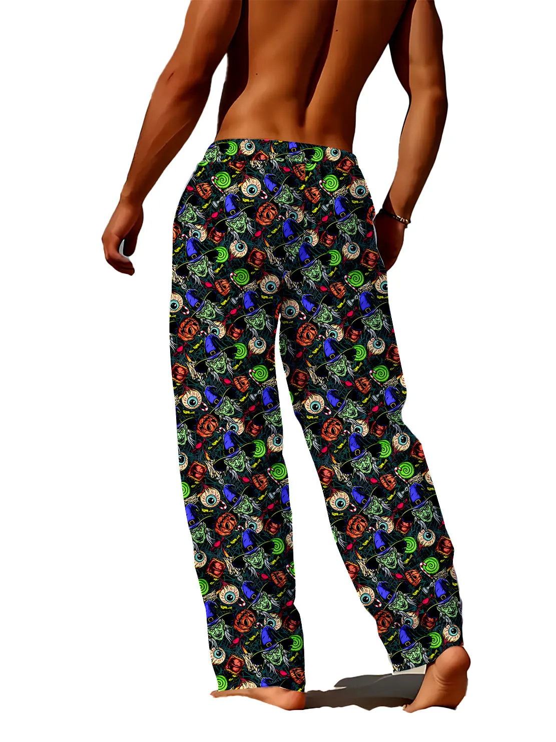 

New men's loose wide leg pants with 3D digital print eye pattern, fast drying and non fading trendy street casual pants