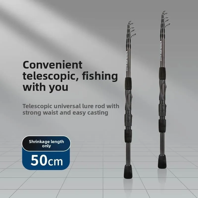 

Retractable Carbon Fiber Portable 1.8M/1.98M Straight Shank Black Luya Fishing Rod Fishing Tackle Supplies