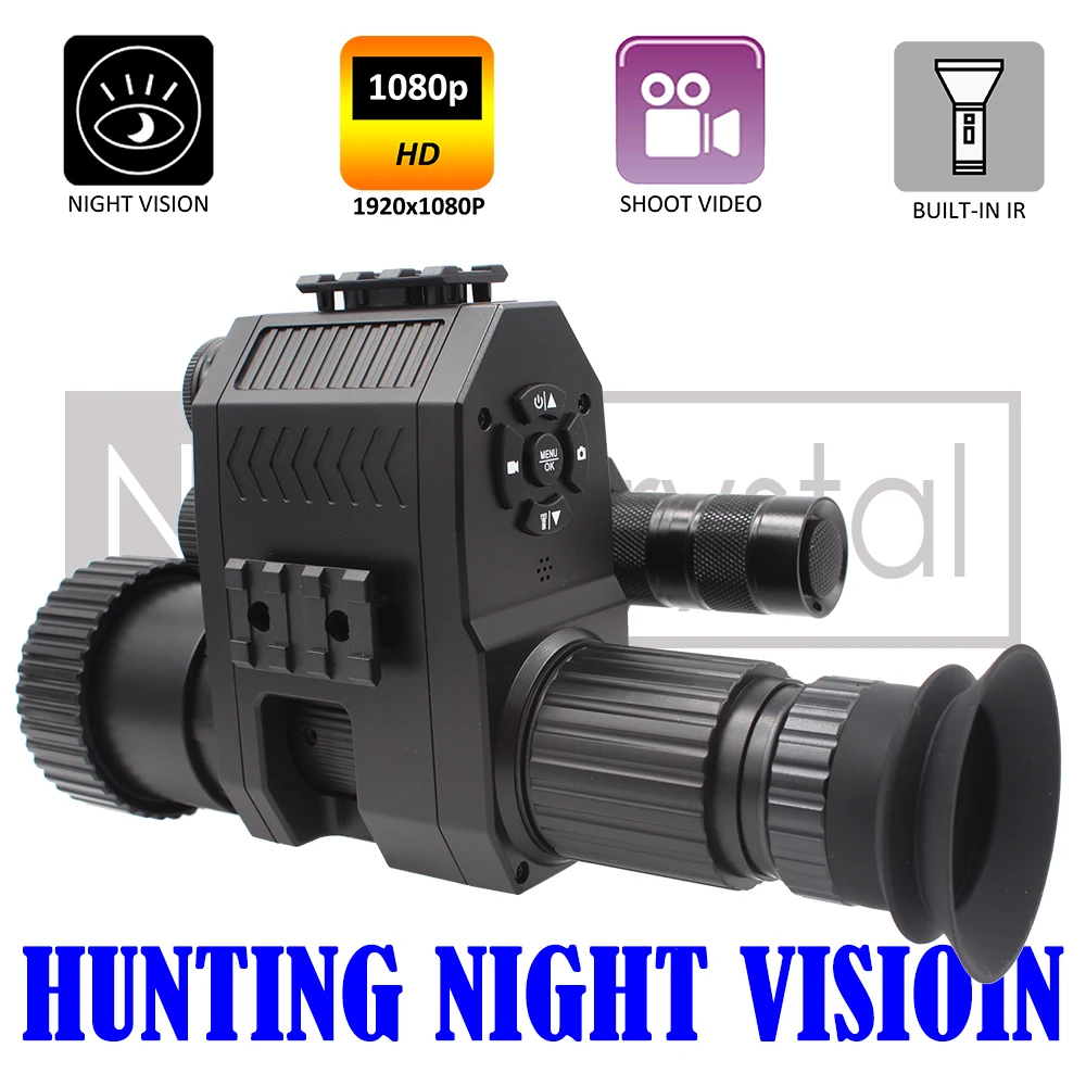 Digital Hunting Camera, Scope Mount, Day Night Vision, Monocular Attachment, Optics DIY Kit for Spotting Nightshot, 1080p