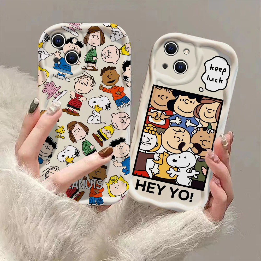 Cute Anime Snoopys 3D Wave Case For iPhone 15 14 13 12 11 Pro Max Mini X XR XSMAX 8 7 6S Plus Soft Silicone Cover