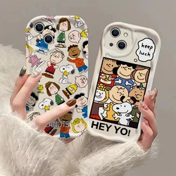 Funda de silicona suave para iPhone, carcasa bonita de Anime Snoopys 3D Wave para iPhone 15 14 13 12 11 Pro Max Mini X XR XSMAX 8 7 6S Plus