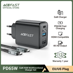 ACEFAST Portable GaN 65W Fast Charger 4K/60Hz HDMI-Compatible TV Docking Station For Switch 3Ports Type C QC3.0 Notebook Charger