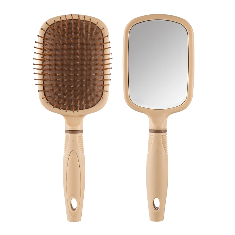 1 White and Coffee-Colored Air Cushion Comb with a Stylish Design, Suitable for Both Dry and Wet Use, Integrated Mirror Comb, Airbag Scalp Massage Comb - Suitable for All Hair Types - Gently Adheres to the Scalp and Hair - Perfect for Daily Use