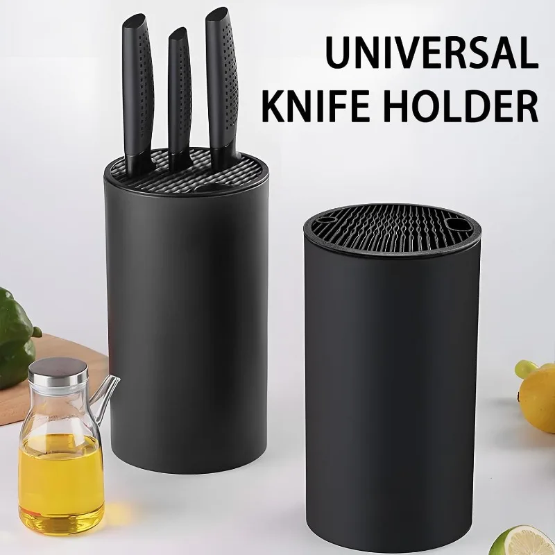1pcs Simple Solid Color Plastic Knife Block Single Tube Optional Countertop Storage Holder For Kitchen Knives Spoons Chopsticks