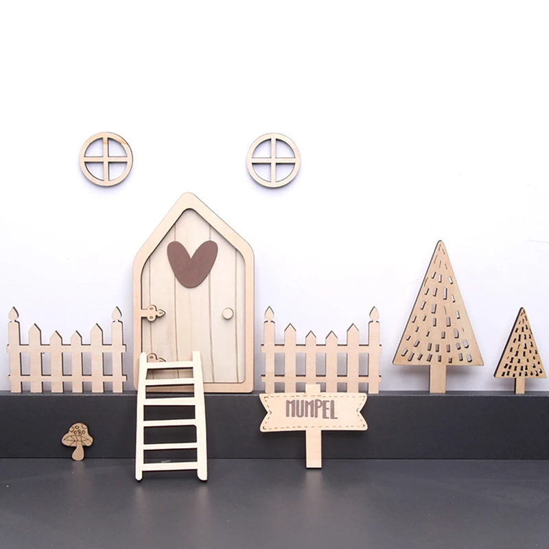 1/12 Dollhouse Fairy Door Set Dollhouse Mini Furniture Decor Dolls House Scene Accessories For Kid Pretend Play Toy