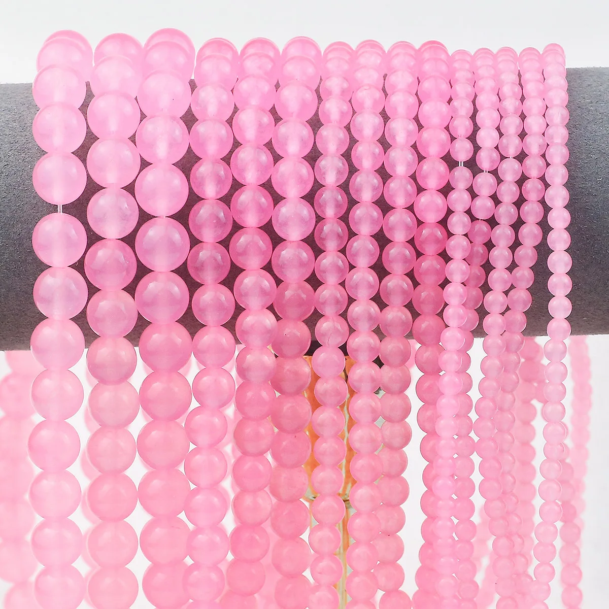 4 6 8 10MM Pink Natural Chalcedony Loose Beads Stone Round Spacers For Jewelry Charms Bracelets Making DIY Accessories 32-97pcs