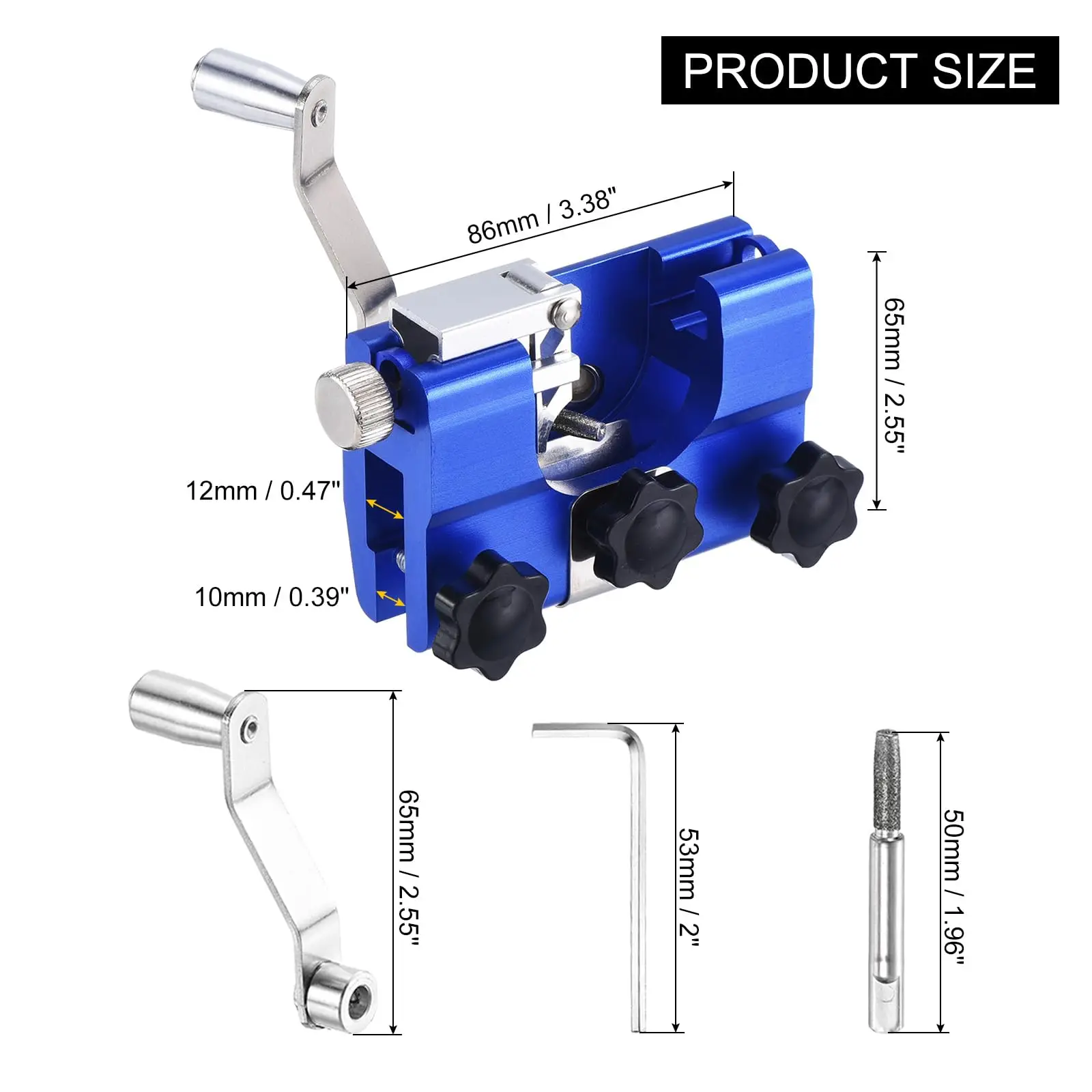 Chainsaw Sharpener Hand-Cranked Chainsaw Chain Sharpening Jig with 3 Grinding Rod Portable Chainsaw Sharpening Tool for ChainSaw