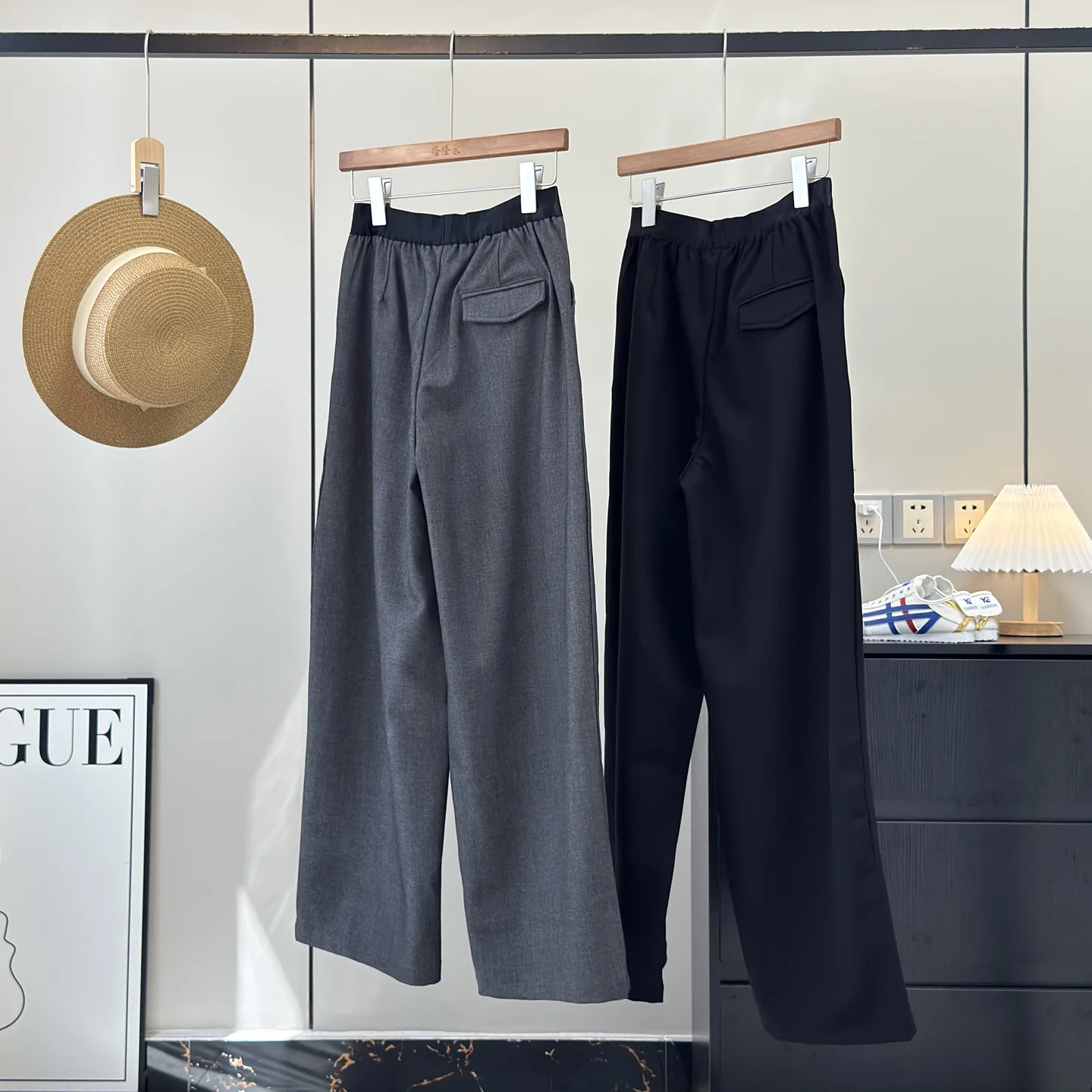 High Waist Wide Leg Wool Blend Casual Pants Women's Sli Tailored Leg ape Slimming mid S Commute Friendly