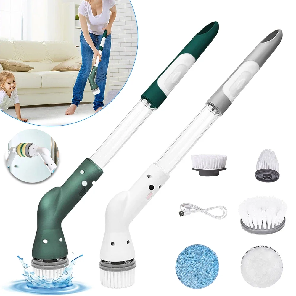 فرشاة تنظيف كهربائية للمنزل ، فرشاة دوارة قابلة لإعادة الشحن ، منظف دوار ، منظف مطبخ وحمام ، أداة منزلية ، 6 في 1