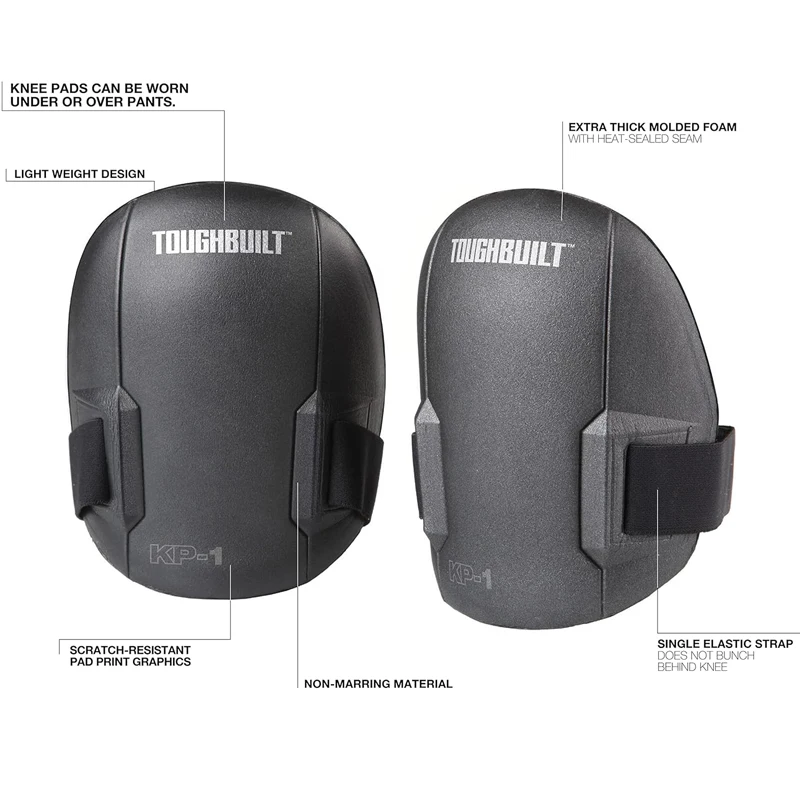 TOUGHBUILT TB-KP-1 Ultra Light Knee Pads Non-Marring Outer Shell  Strong Durable Fit Comfort Protective Tools