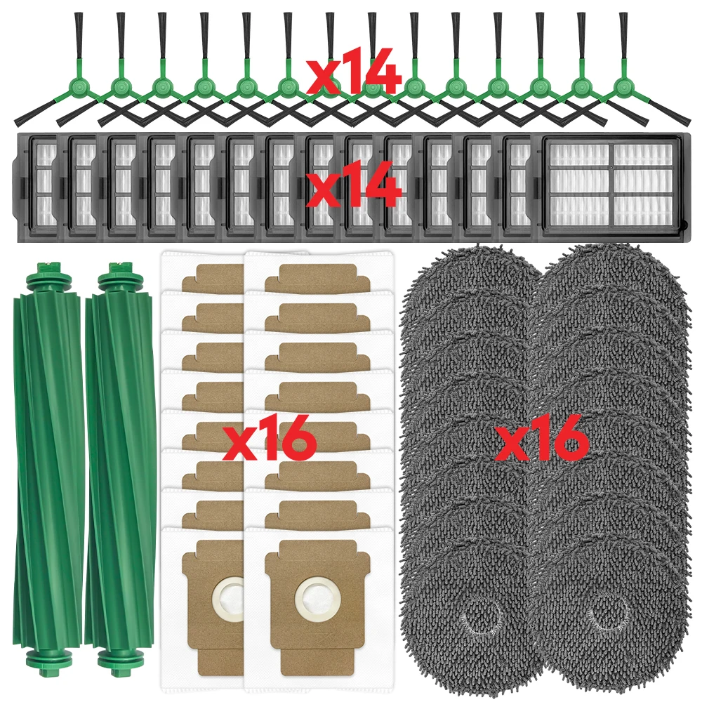 Compatible avec ( iRobot Romba Plus 405 Combo / 505 Combo ) Pièces détachées Accessoires Brosse principale et latérale Filtre HEPA Serpillière Sac à poussière Consommable