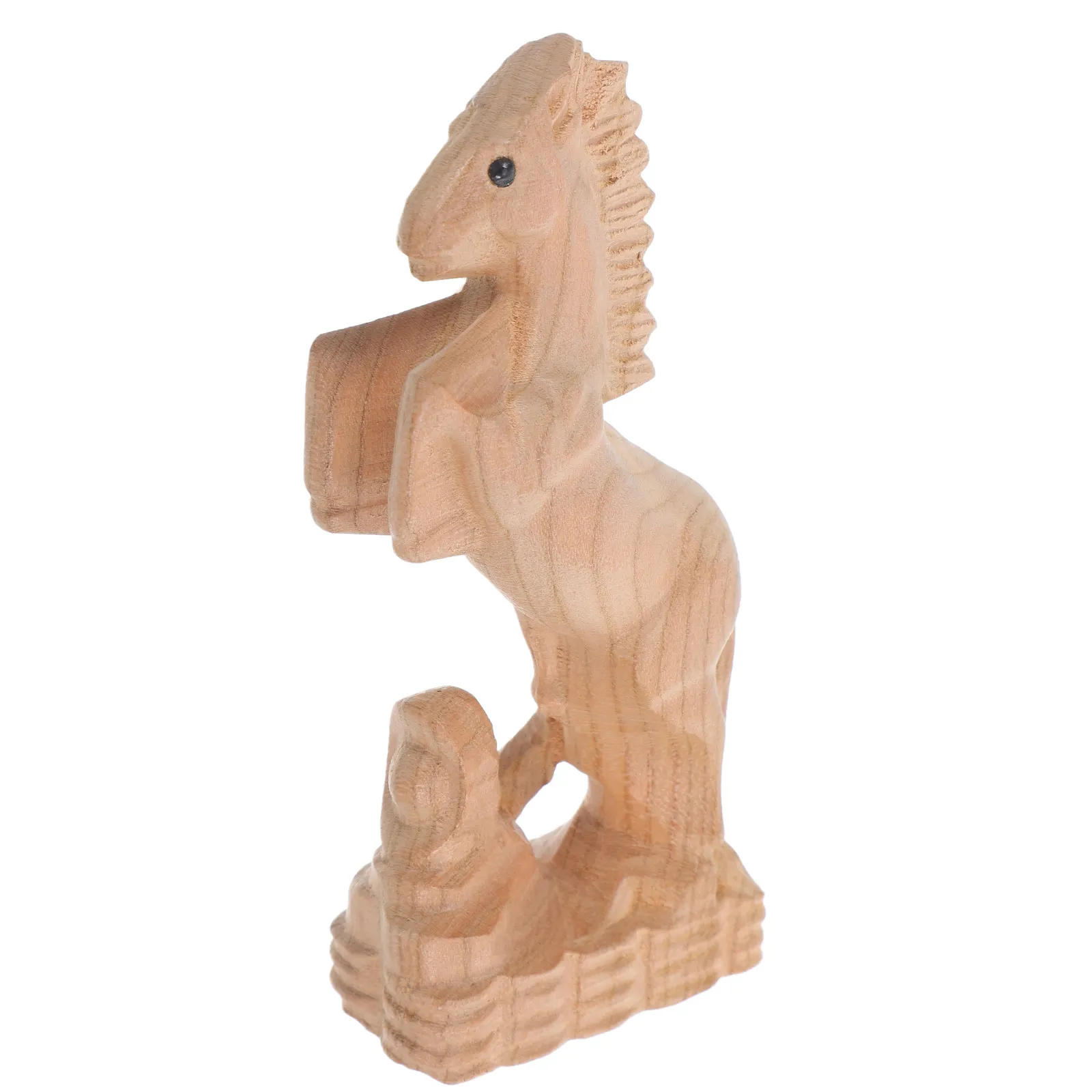 Solid Wood Rearing Horse Statue Hand Carved Stallion Sculpture Rustic Country Equestrian Home Decor Living Room Bedroom Hallway