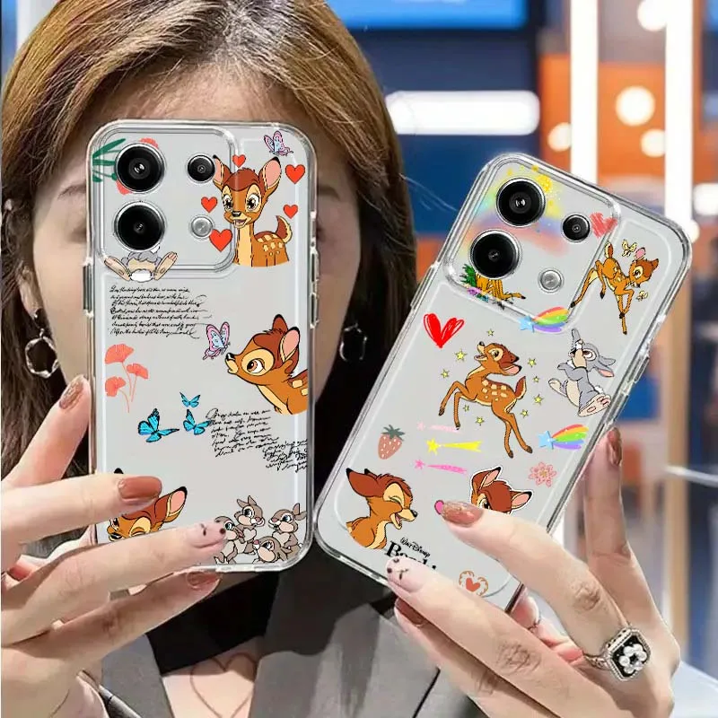

Disney Cartoon Bambi For Xiaomi Mi Poco F2 F3 F4 F5 F6 X5 X6 X7 Pro TPU Protection Transparent Phone Case