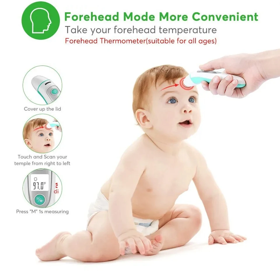 Non contact multifunctional thermometer for children and adults, capable of quickly measuring ear temperature and frontal temper