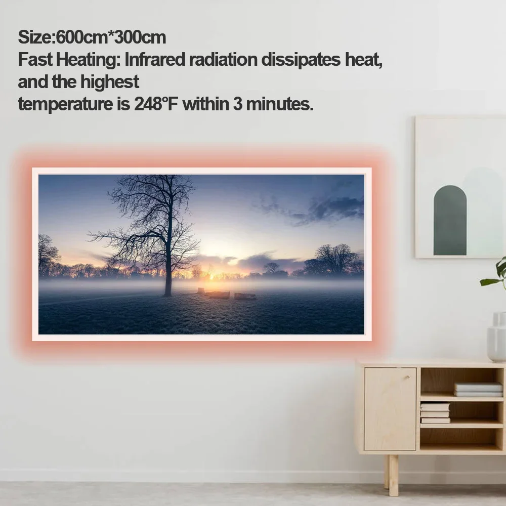 600*300mm T-180W Infrared Panel Picture Heating Panel Rapid and Safe Heating Electric Remote Heating Radiant Space Heater