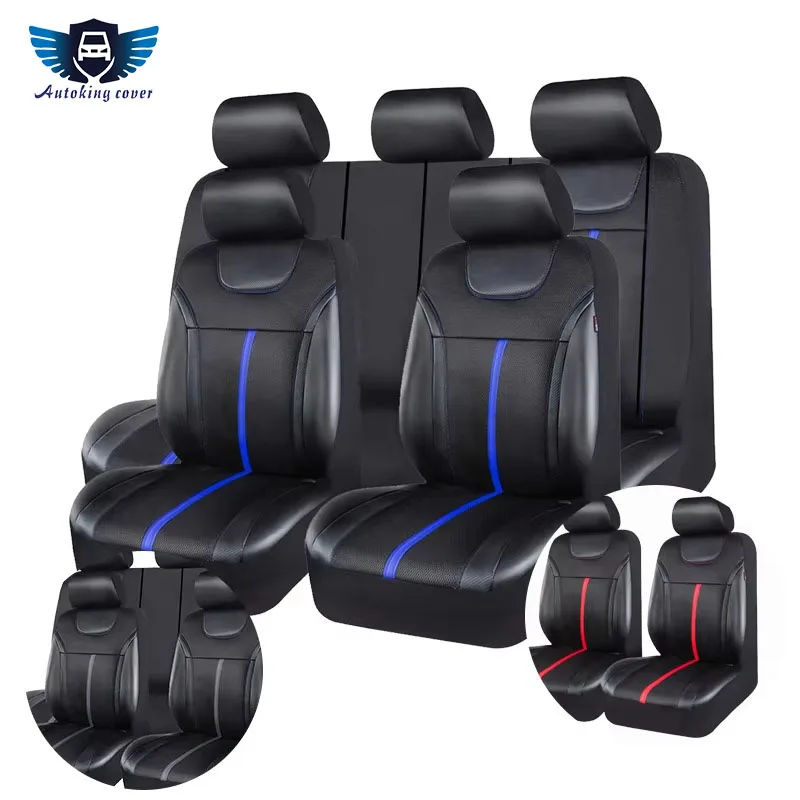 AUTOKING PU-Leder und Netzstoff Universeller Autositzbezug-Set Auto-Zubehör Unisex Passend für die meisten PKW, SUV, Transporter und LKW-Sitzkissen