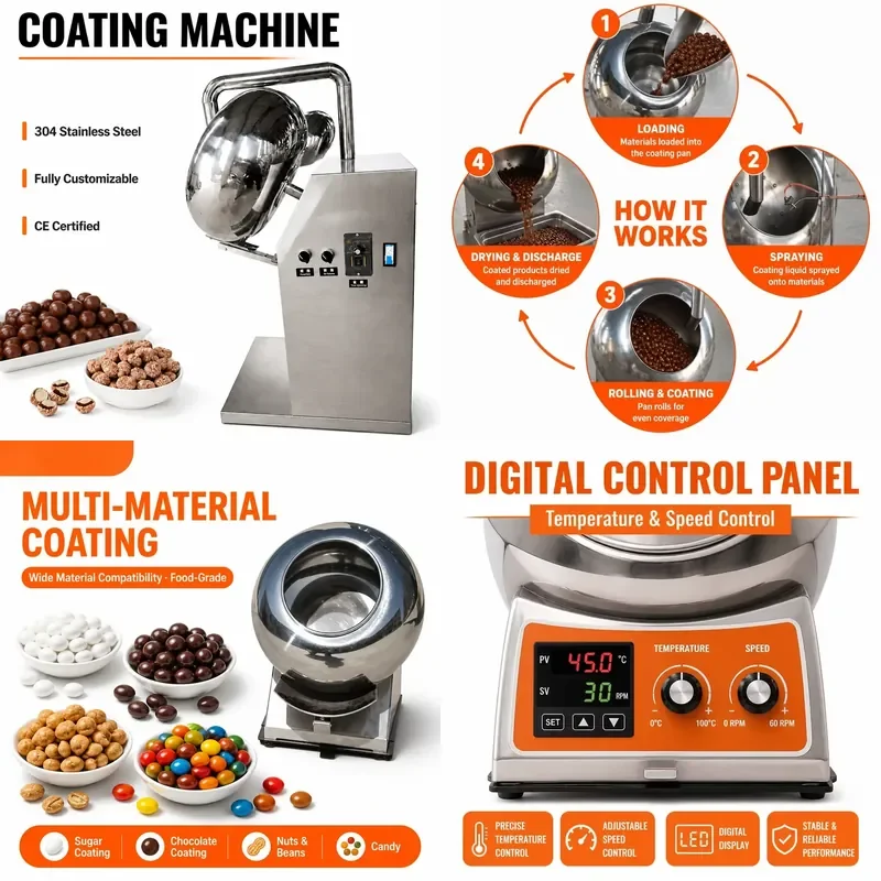 for Stainless Steel Chocolate Coating Machine Peanut Candy Coating Pot Commercial Icing Machine