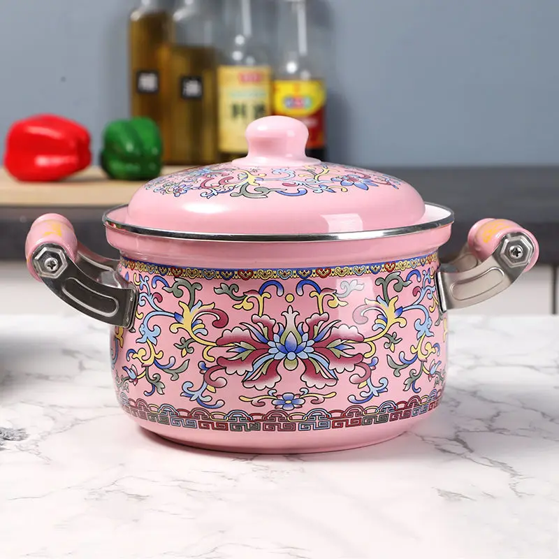 Enamel Stew Pot Soup Pot Household Cookware Induction Cooker Gas Universal Enamel Cooking Stockpot