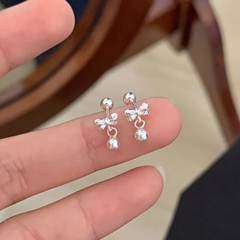 

Exquisite Bowknot Ballpoint Screw Buckle Customized Stud Earrings for Women Fashion Jewelry Minimalist Accessories Wholesale