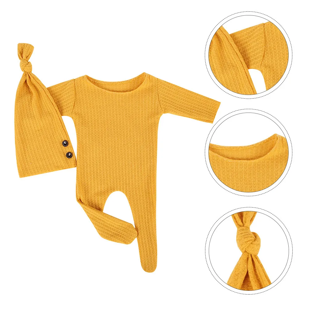 Baby Romper for Newborn Photography – Soft Knitted Jumpsuit Outfit, Warm & Simple 2-Piece Set