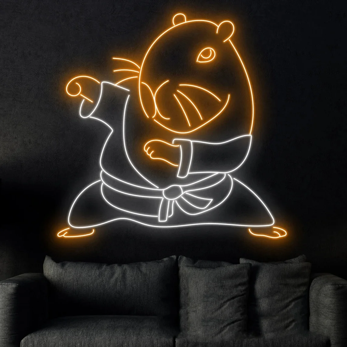 Kung Fu Guinea Pig Neon Sign Custom Neon Sign  Wall Decor Neon Sign Kungfu Neon Sign