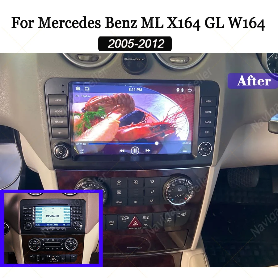 VIGOHI Car Gps Navigation For Mercedes ML W164 GL X164 Android Multimedia Car Radio Stereo Autoradio Head Unit Bluetooth Carplay