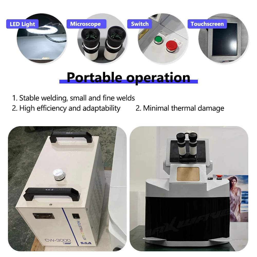 mini saldatrice laser per gioielli da tavolo in fibra 200w per gioielli di fascia alta in argento, oro e platino