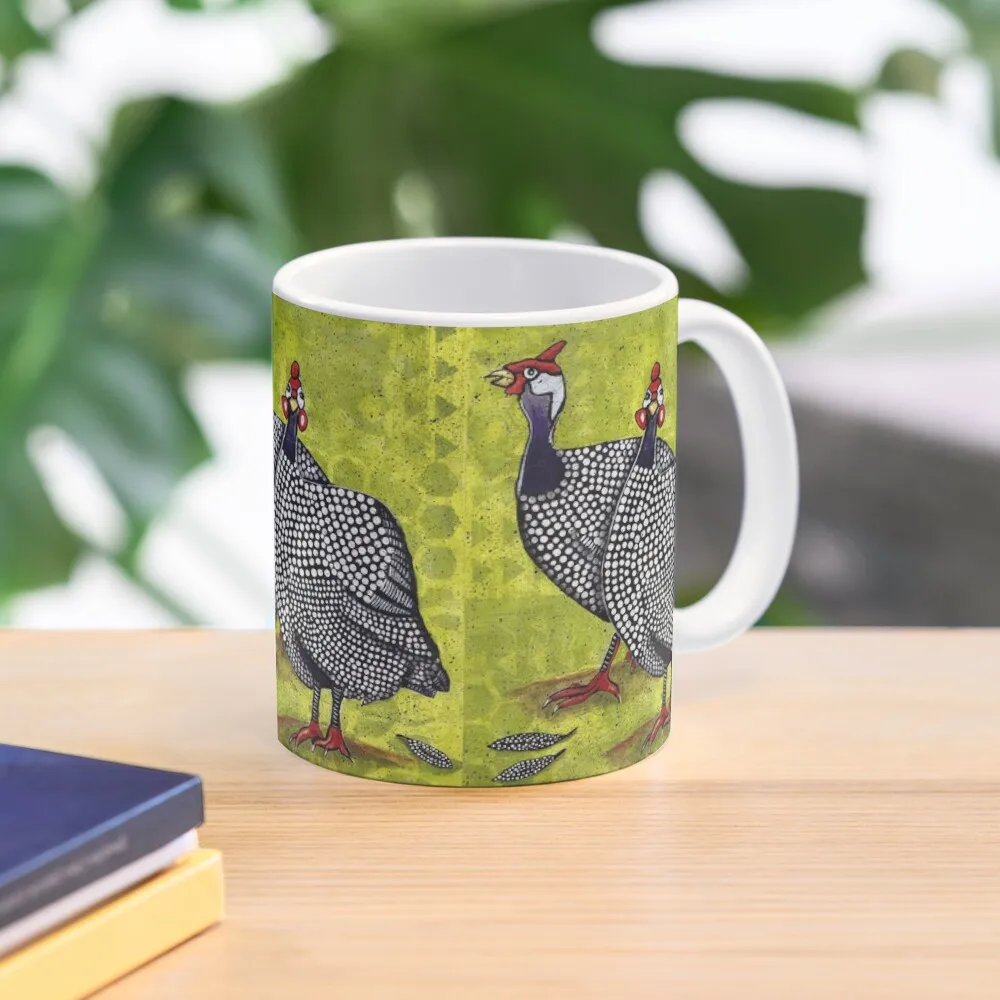 

Guinea Hens on green gold Coffee Mug Breakfast Thermo Cups To Carry Cups For Mug