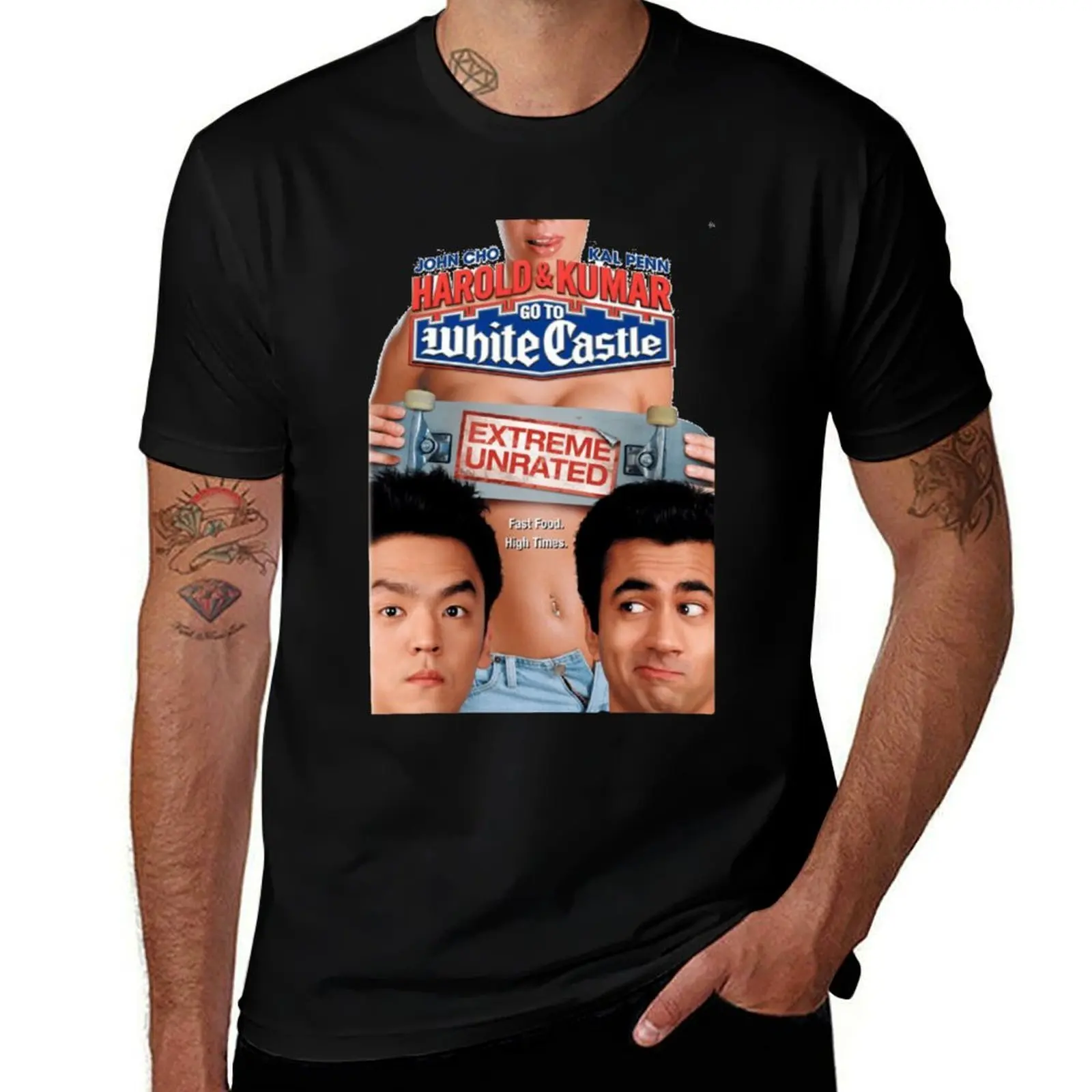 Harold and kumar go to whitecastle T-Shirt Minimalist Plain Crew Neck T-Shirt