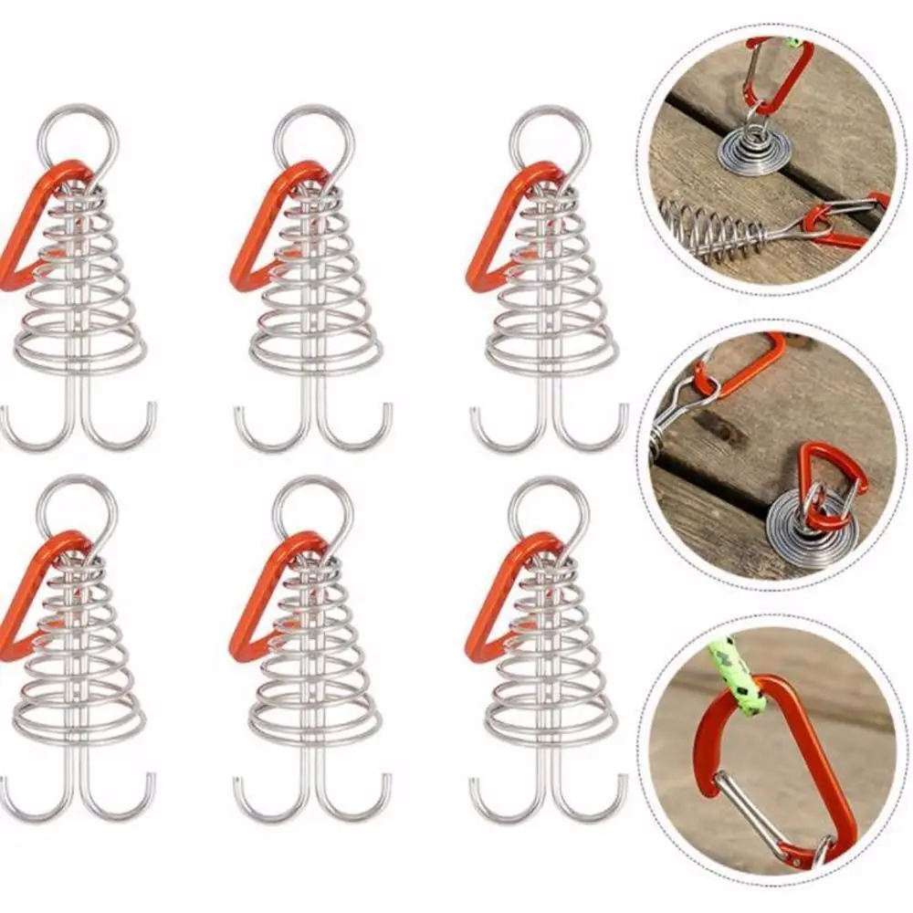 Portatile a forma di spirale Spring Deck Peg Hook Octopus Camping Rope Buckle Windproof Outdoor Gadgets Deck Stone Nails