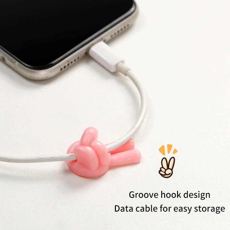 1/6/10PCS Finger Shape Cable Clips Holder Cute Charging Cord Management Home Office Car Desk Tidy Self-Adhesive Cable Winder