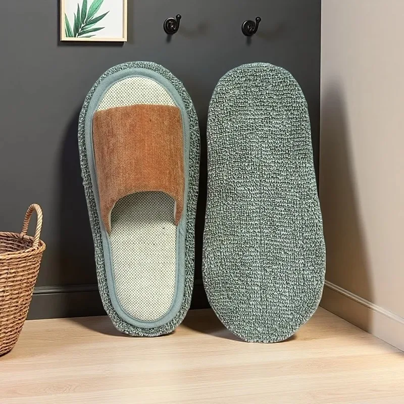 

Soft Sole Sliding Slippers Mopping Floor Indoor Home Non-Slip House Shoes Breathable Cotton Comfortable Dormitory Quiet Cleaning
