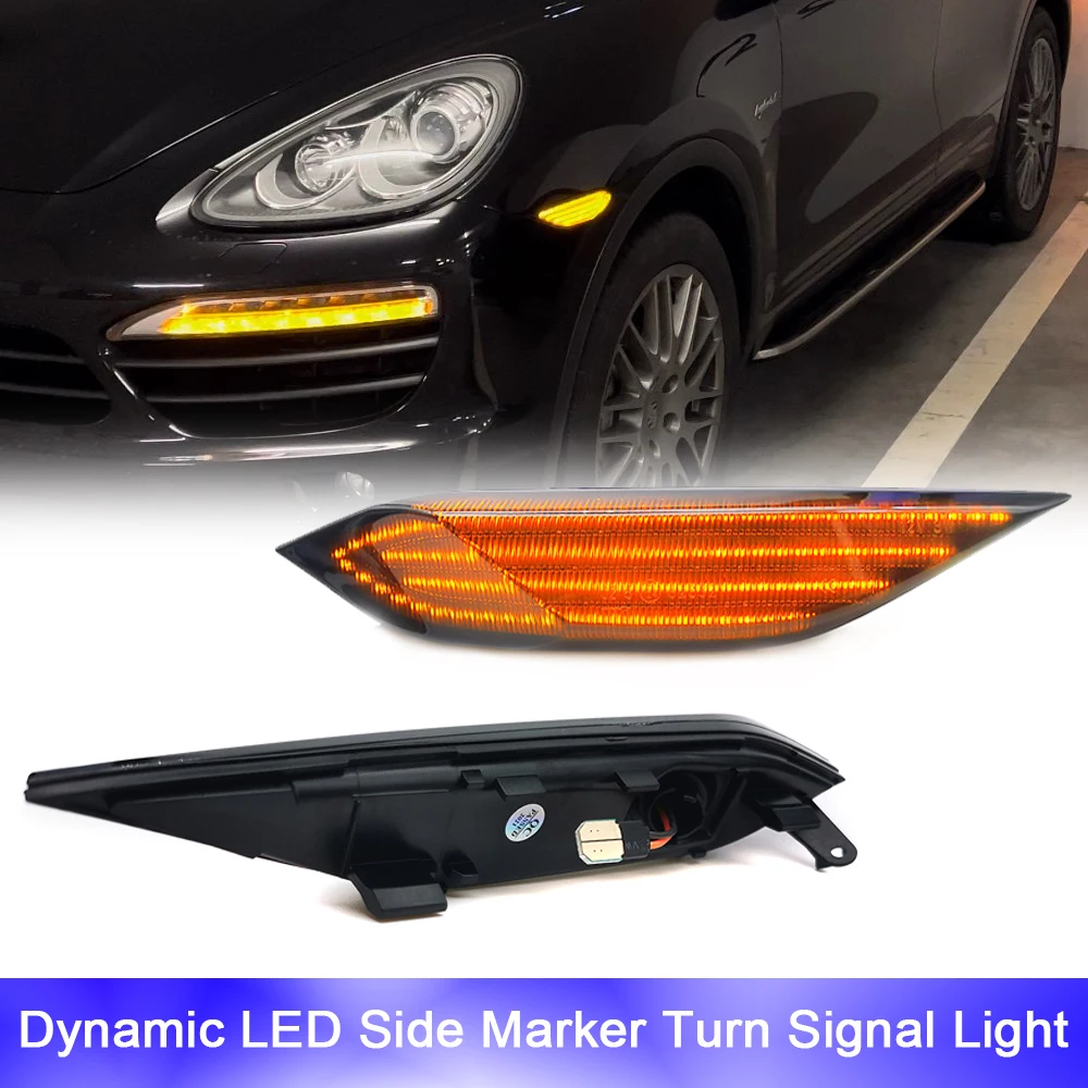 

Led Dynamic Amber Front Fender Side Marker Lights 2010-2014 For Porsche Cayenne 958 92A Repeat Blinker Turn Signal Indicator