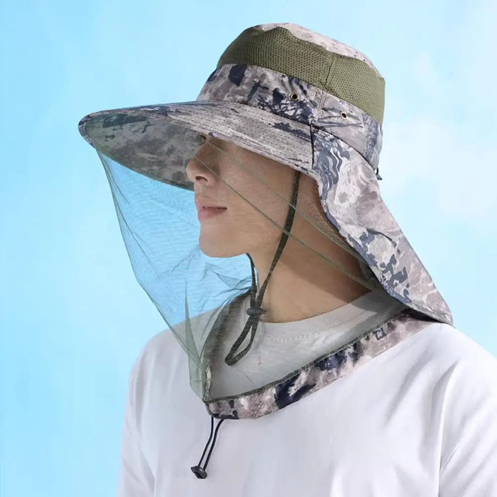 Chapeau anti-moustiques avec filet caché, répulsif en maille, Protection contre les insectes et les abeilles, pour hommes et femmes, Protection solaire d'extérieur, casquette de pêche