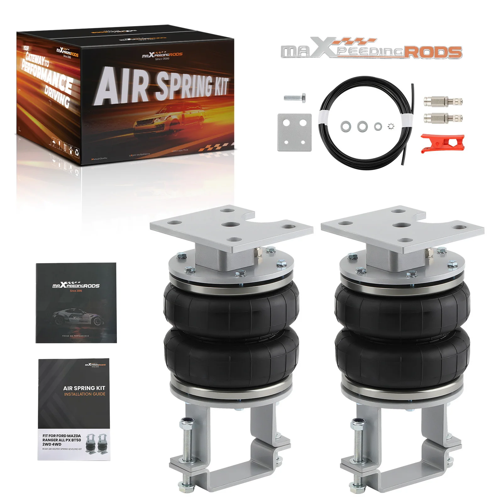 MaXpeedingrods Air Suspension Towing Air Bag Helper Spring Bellow Kit For All Ford Rangers PX Models XLT XL 4x4 For Mazda BT50
