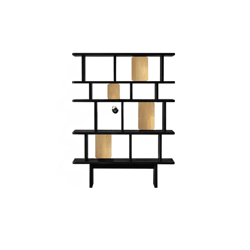 

Solid Wood Bookshelf Wall-Mounted Italian Minimalist Ash Bookcase Living Room Partition Storage Rack Furniture